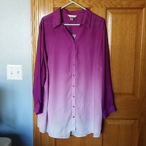 Plus size 3X raspberry ombre shirt/dress